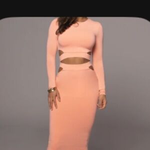 JLUXLABEL Orange, two piece midi skirt set. Small. NWT.